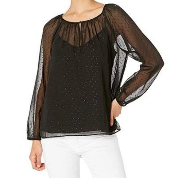 J. Crew Tops - Point Sur popover in pin dot chiffon